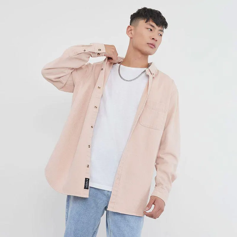 Camisa Hombre Lavada Lisa Naranjo