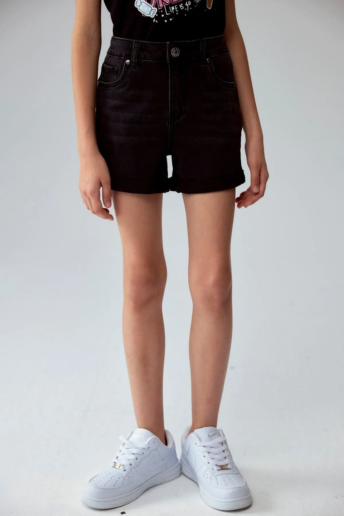 Short Niña Básico Denim Negro