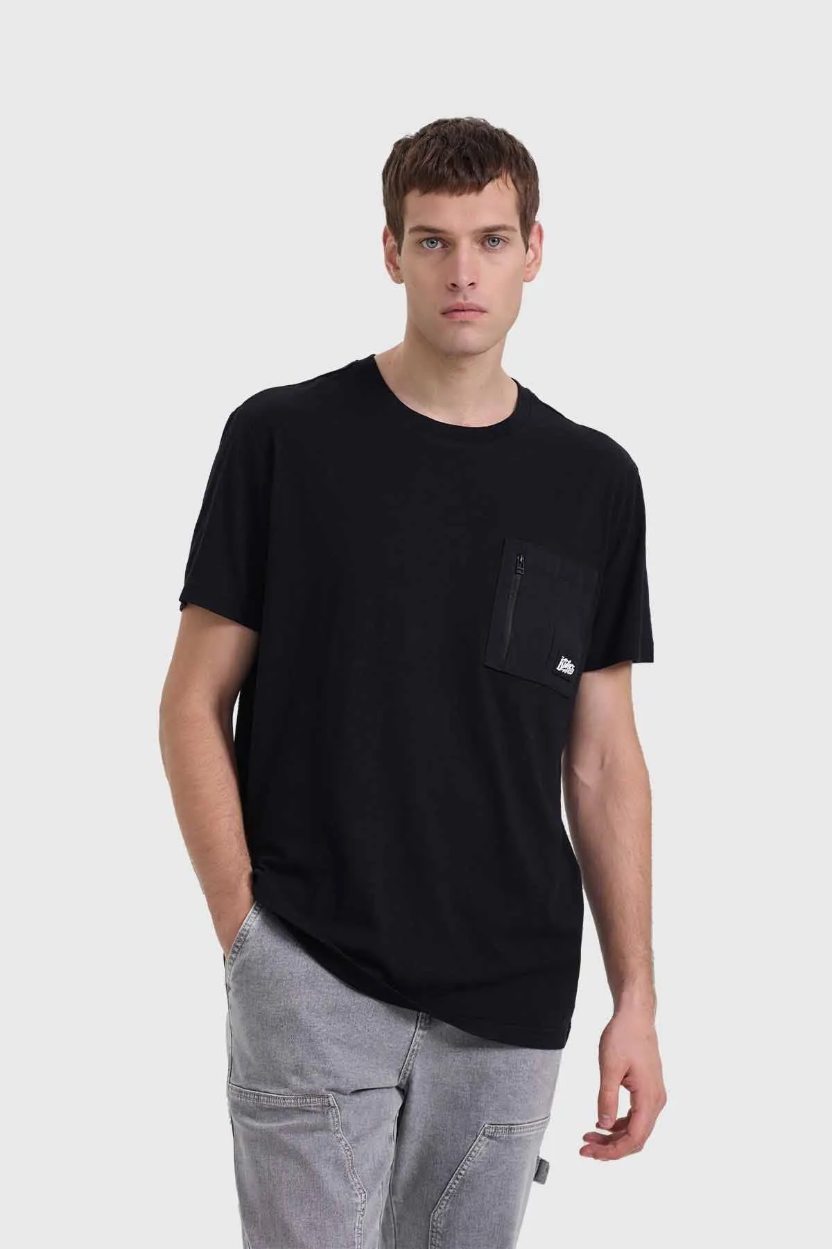 Polera Hombre Bolsillo Negro