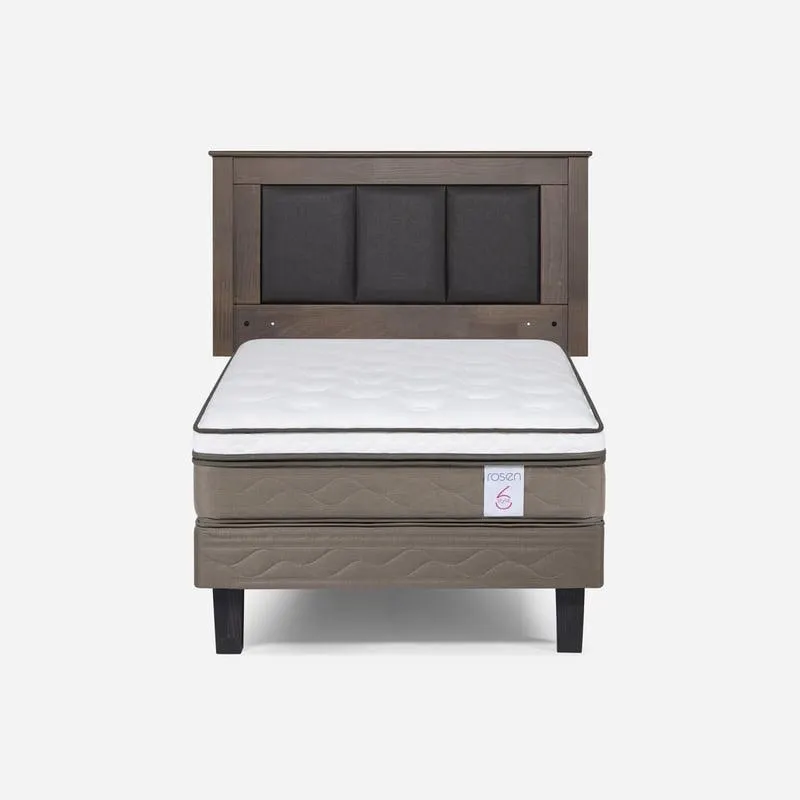 Cama Europea New Style 6 1.5 Plazas + Respaldo Rosen