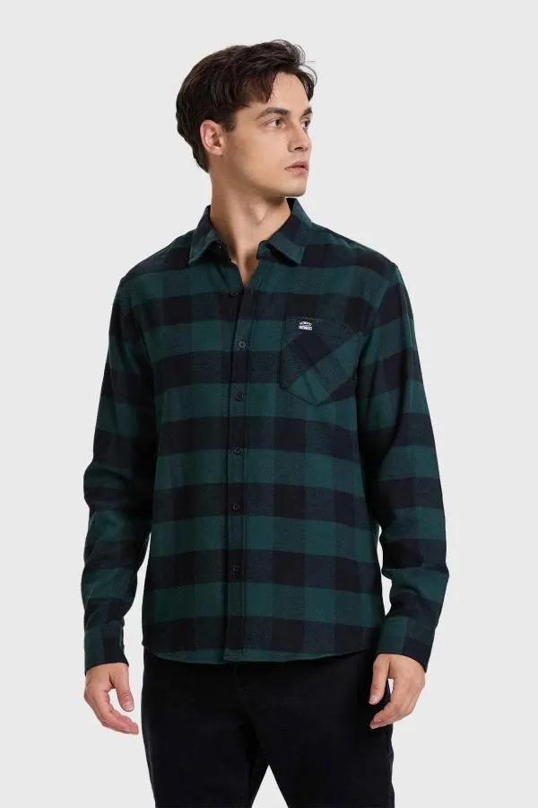 Camisa hombre escocesa verde