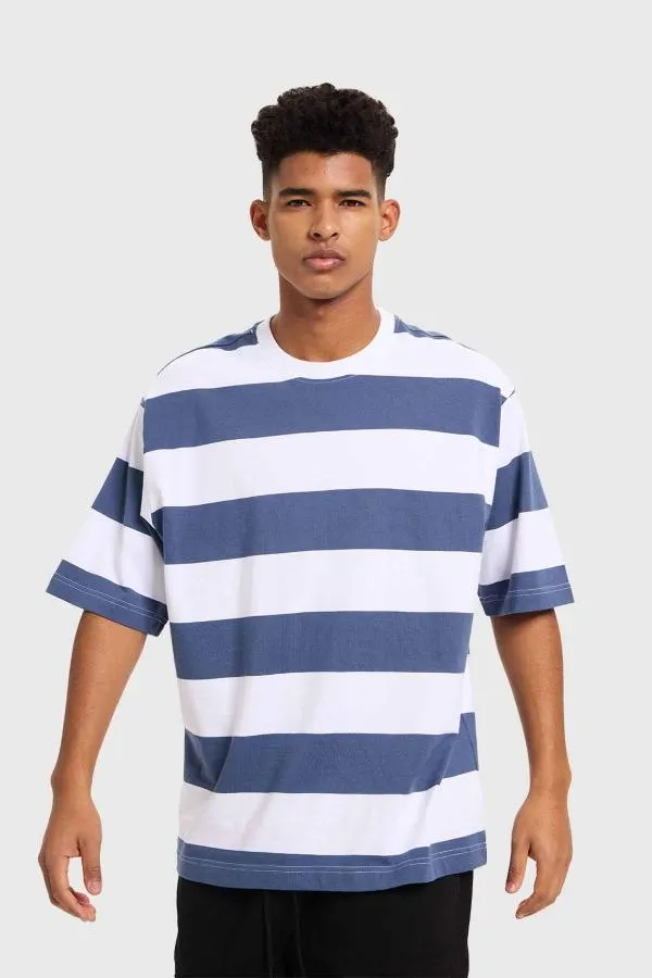 Polera hombre rayas blanco