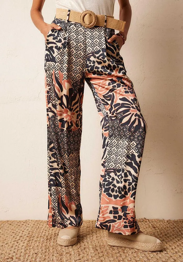 Pantalón Con Cinturón De Rafia