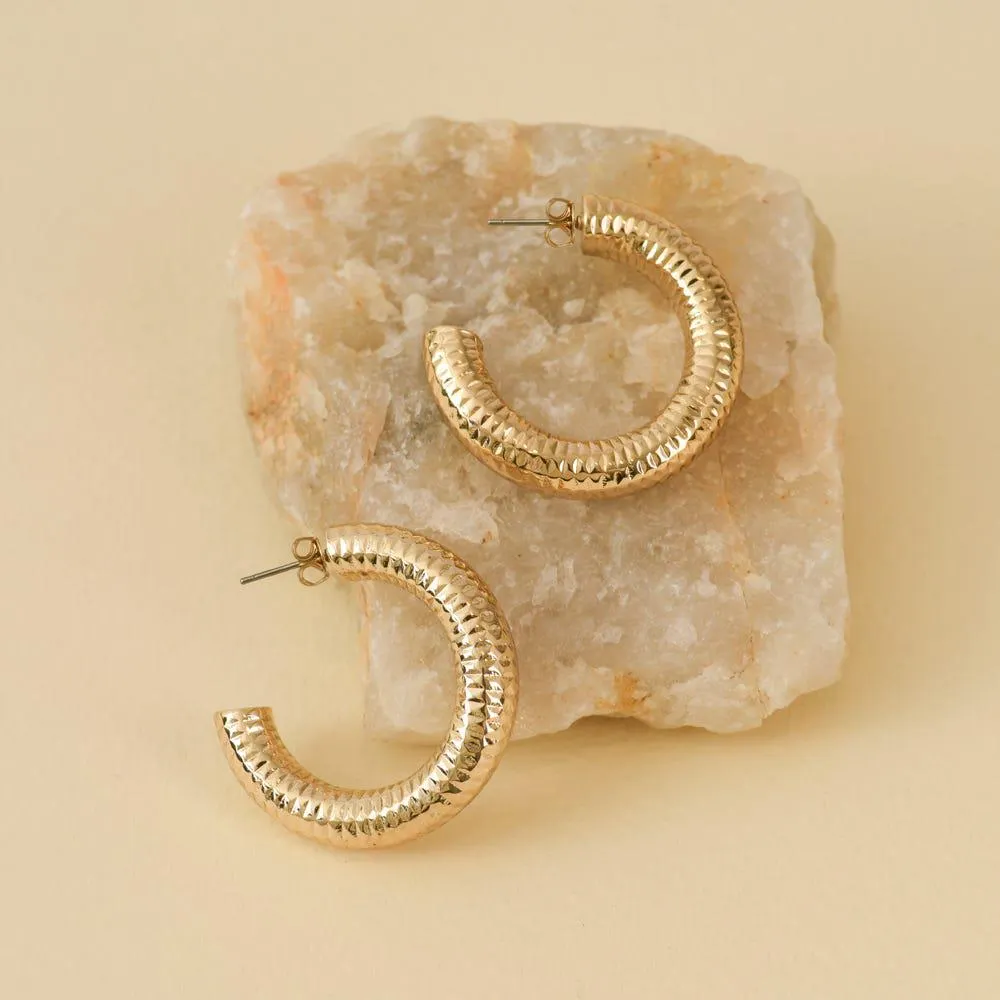 Argollas Aros Argolla Textura Mate Dorado