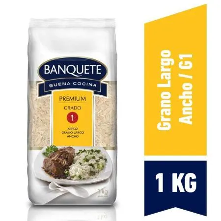 Banquete - Arroz Grado 1 Grano Largo Bolsa, 1 kg