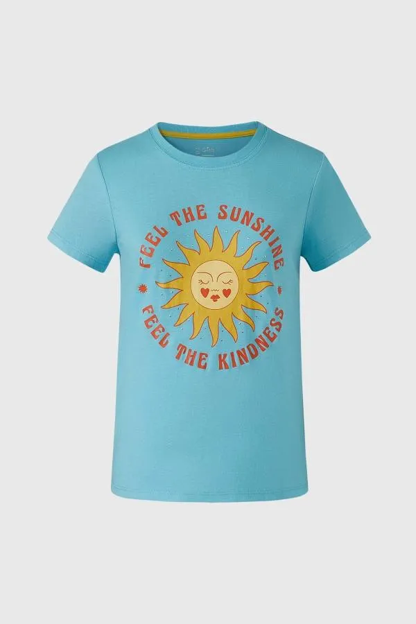 Polera niÑa print celeste ii