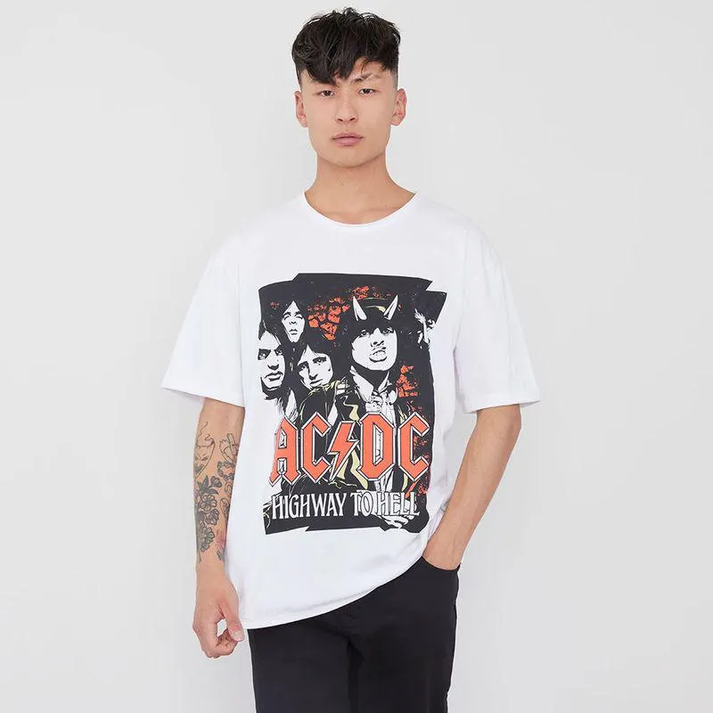 Polera Hombre Print AC/DC Blanco
