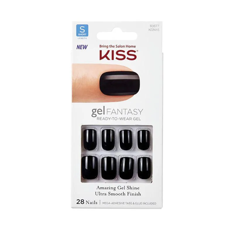 UÑAS KISS KGN15 GEL FANTASY NEGRO 28UN