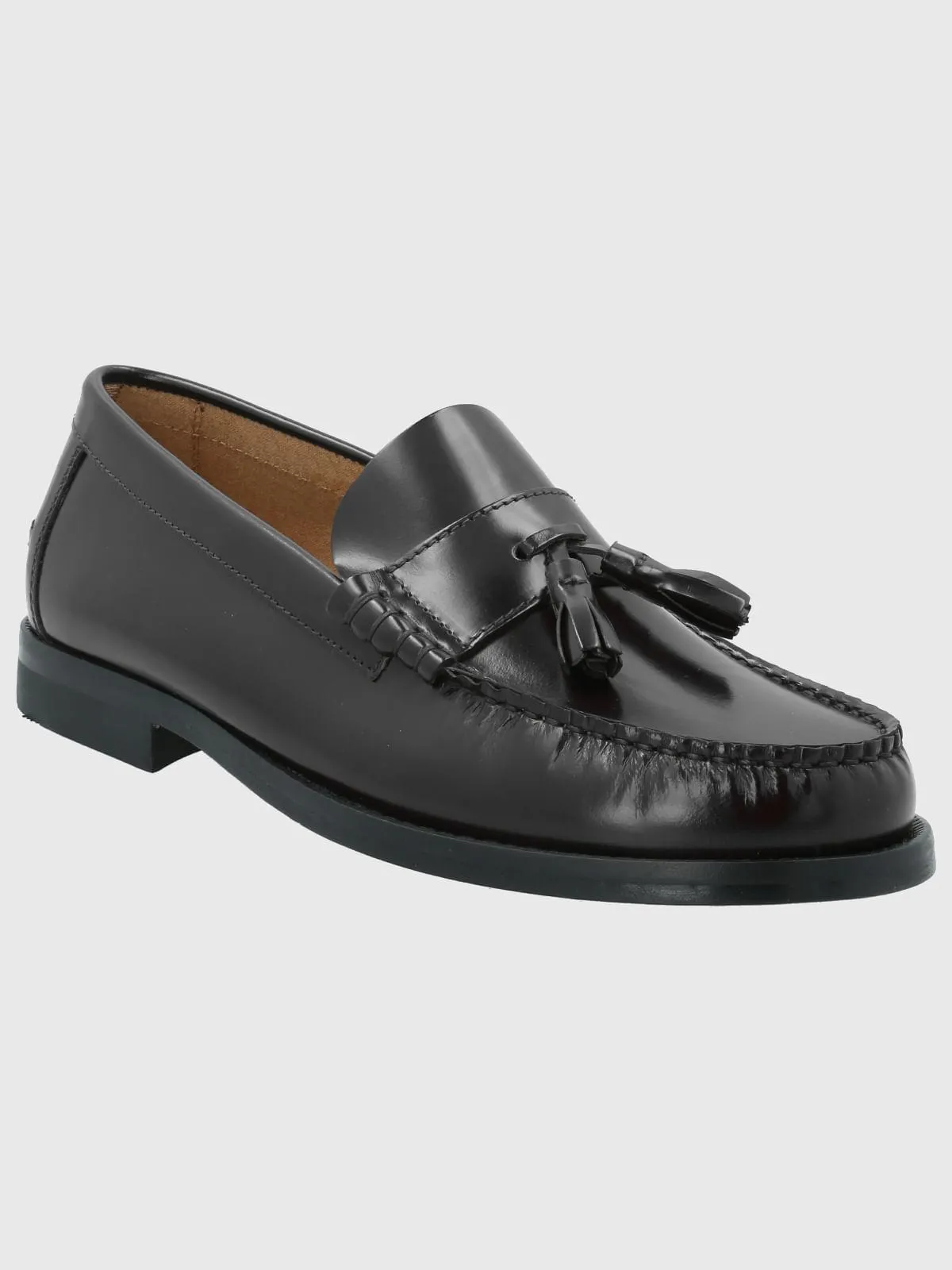 Mocasin Cuero Italiano Cerata Negro Hush Puppies