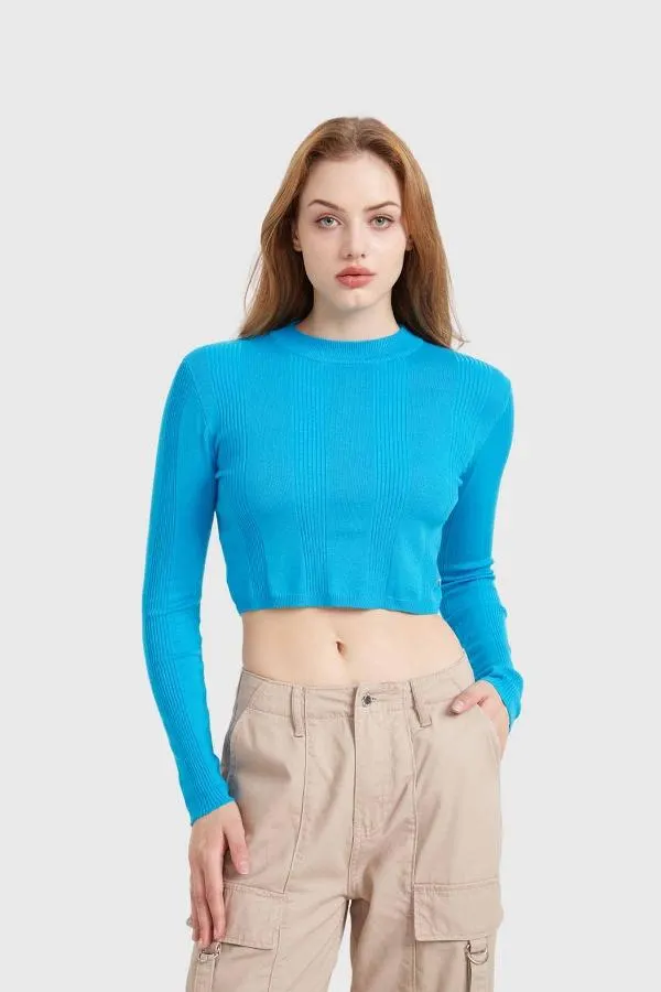 Sweater mujer crop azul claro