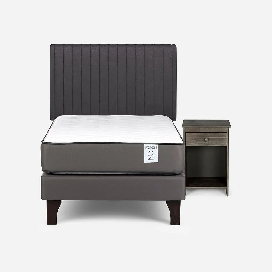 Cama New Style 2 Plus de 1 Plaza + Respaldo Lucio y Velador Tabor
