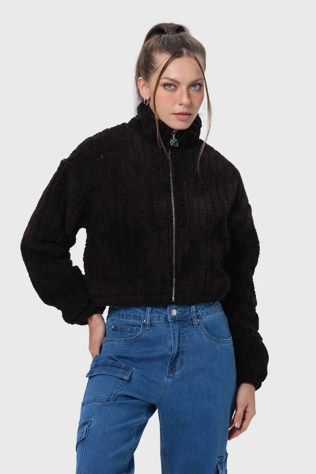 Chaqueta Mujer Tipo Polar Negro
