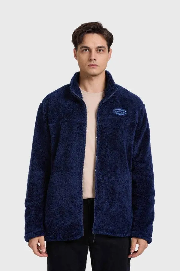 Polar hombre peludo full zipper azul