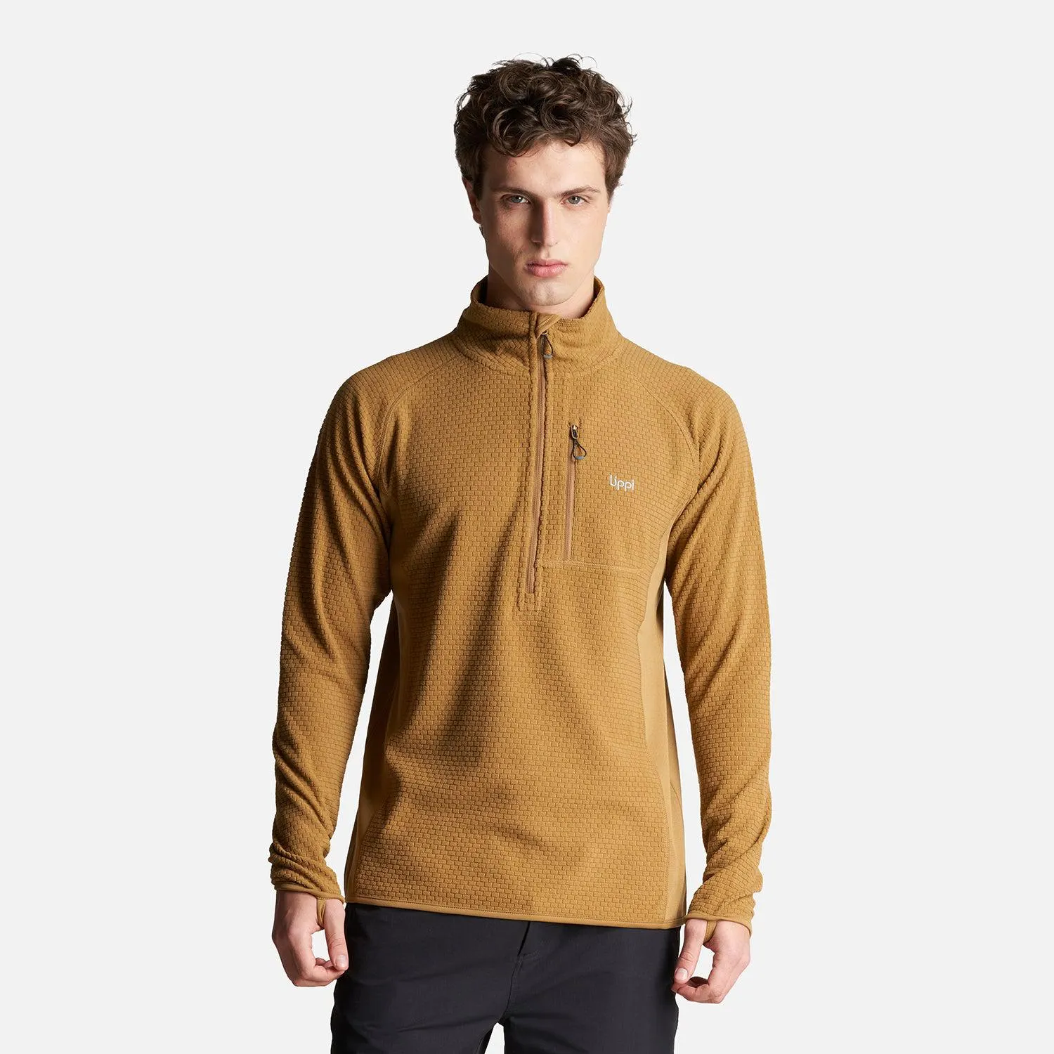Poleron Hombre Jacaranda Mountain Nano-F 1/4 Zip Mostaza Oscuro Lippi