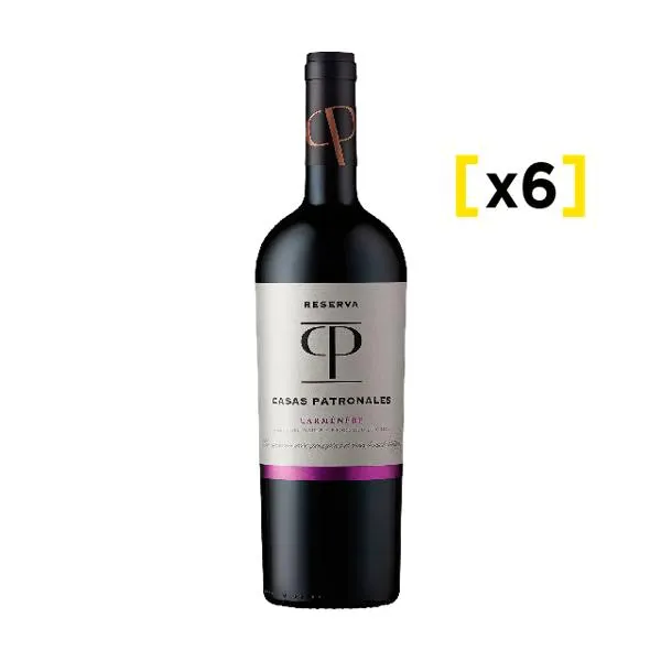 Vino Casas Patronales Reserva Carmenere 750 CC x6 | Liquidos.cl