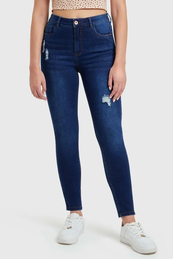 Jeans super skinny mujer lia fsp azul oscuro