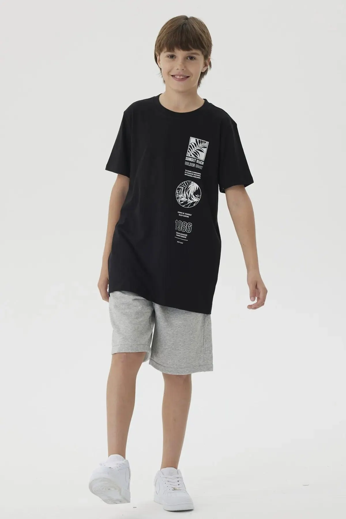 Polera Niño Print Posicional Negro