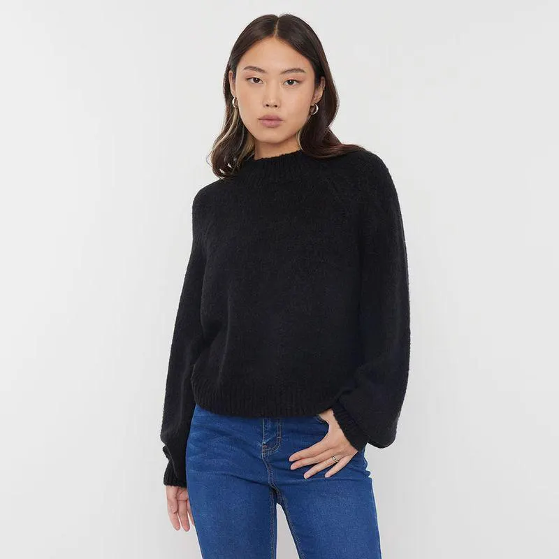 Sweater Mujer Cuello Alto Negro