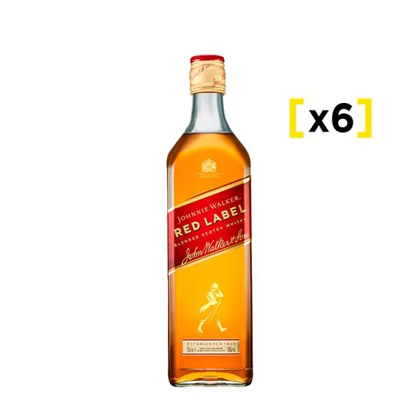 Whisky Johnnie Walker Etiqueta Roja 750 CC x6