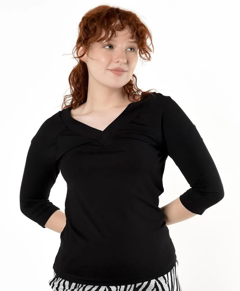 Polera mujer cuello doble