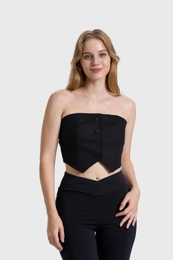 Blazer mujer strapless negro