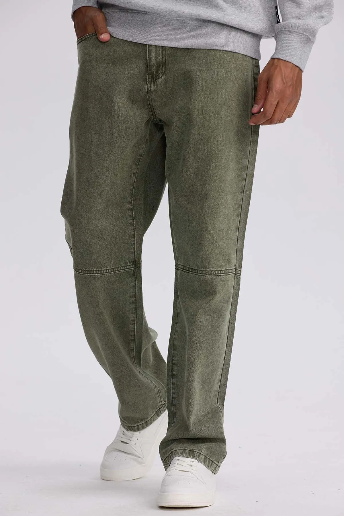 Jeans Hombre Retro Skater Verde Militar Claro