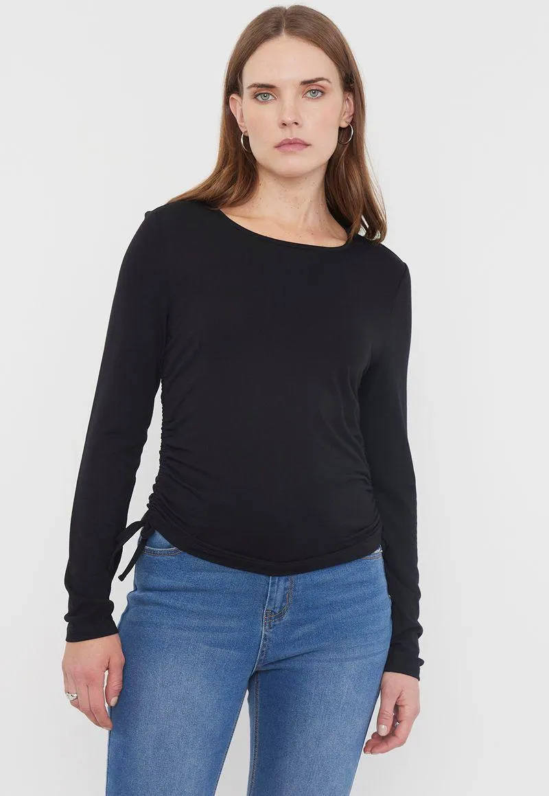 Polera Mujer Recogido Negro