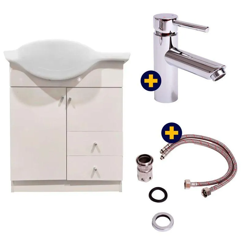 Combo Mueble Vanitorio Con Cubierta Gala + Monomando Lavamanos Oregon