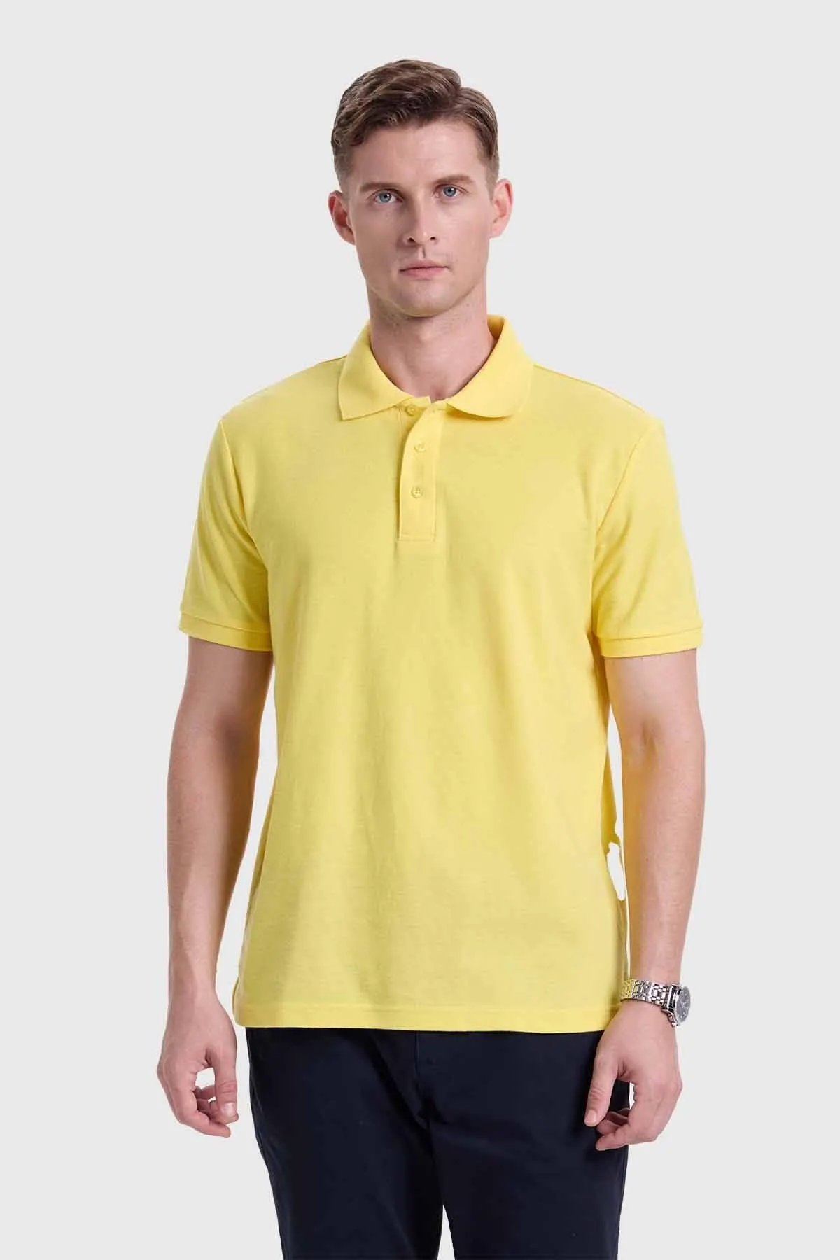 Polera Hombre Piqué Básica Amarillo