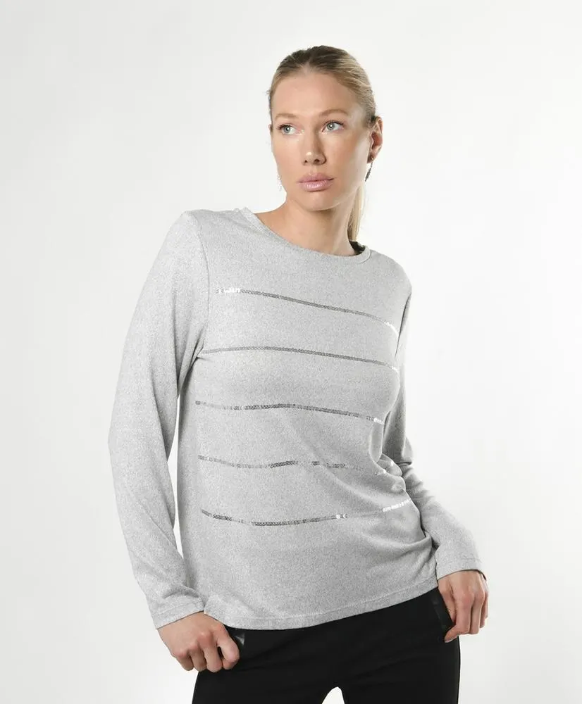 Polera mujer líneas lentejuelas