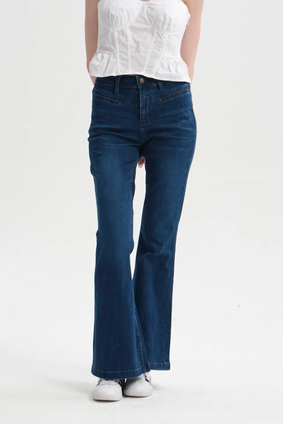 Jeans Mujer Flare Triangle Azul Oscuro