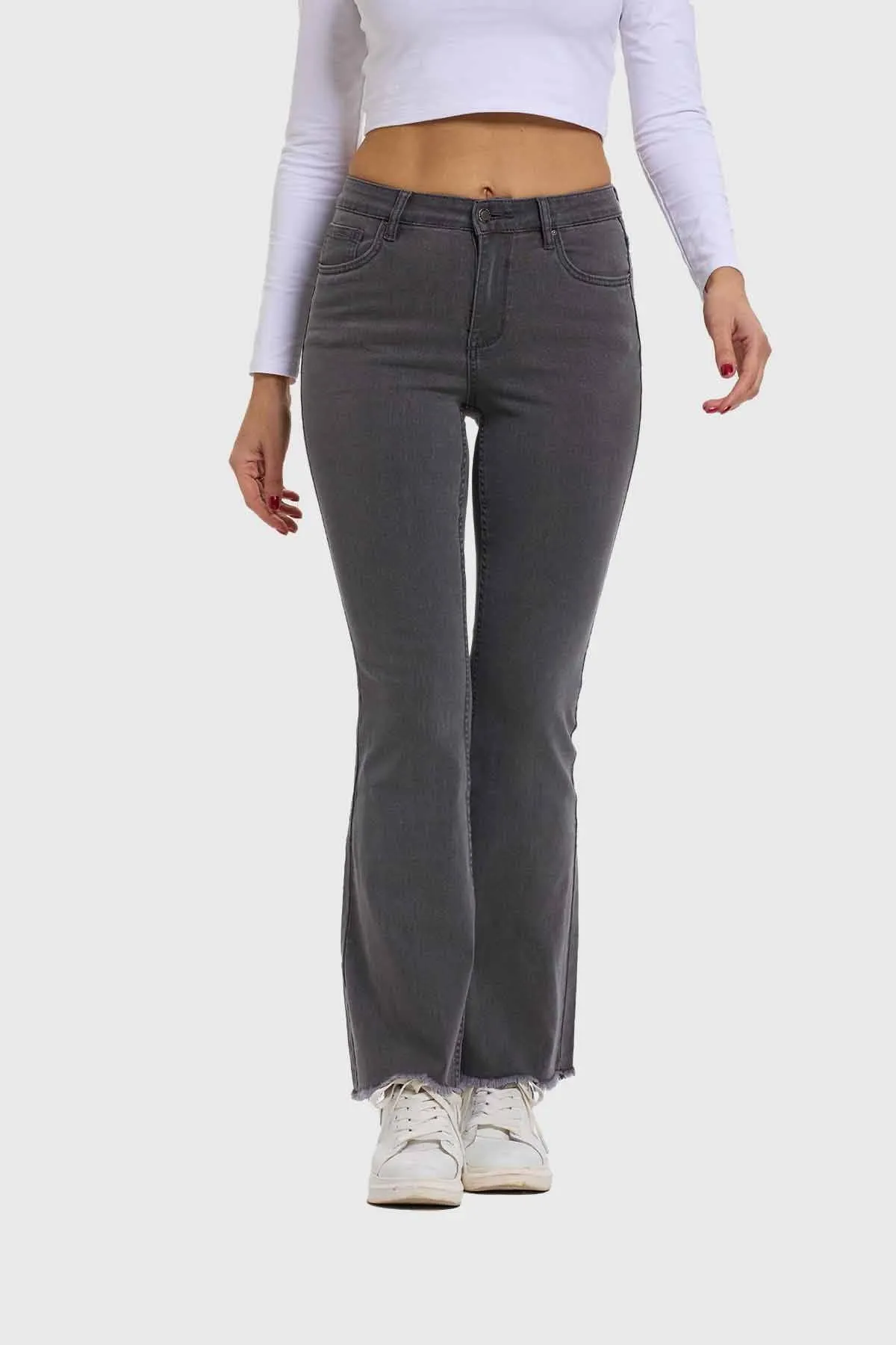 Jeans Mujer Monse Flare Gris