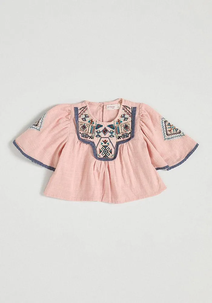 Blusa Blusa India Bordada Y Tela Texturizada