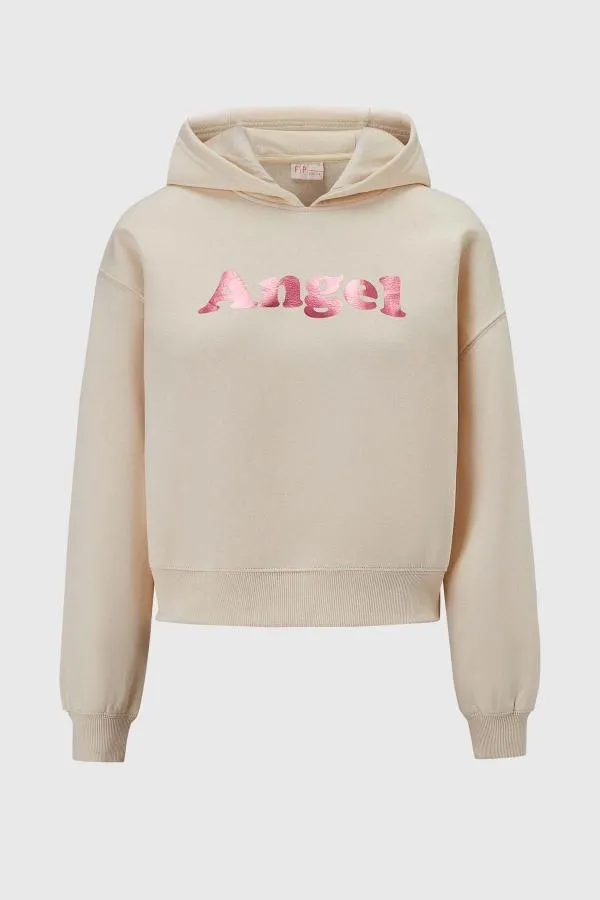 PolerÓn niÑa crop oversize beige claro