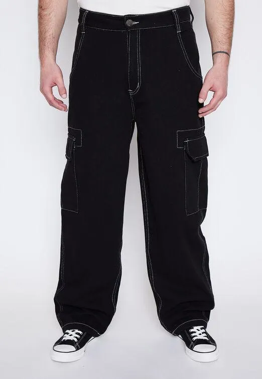Jeans Hombre Negro Cargo Costraste Family Shop