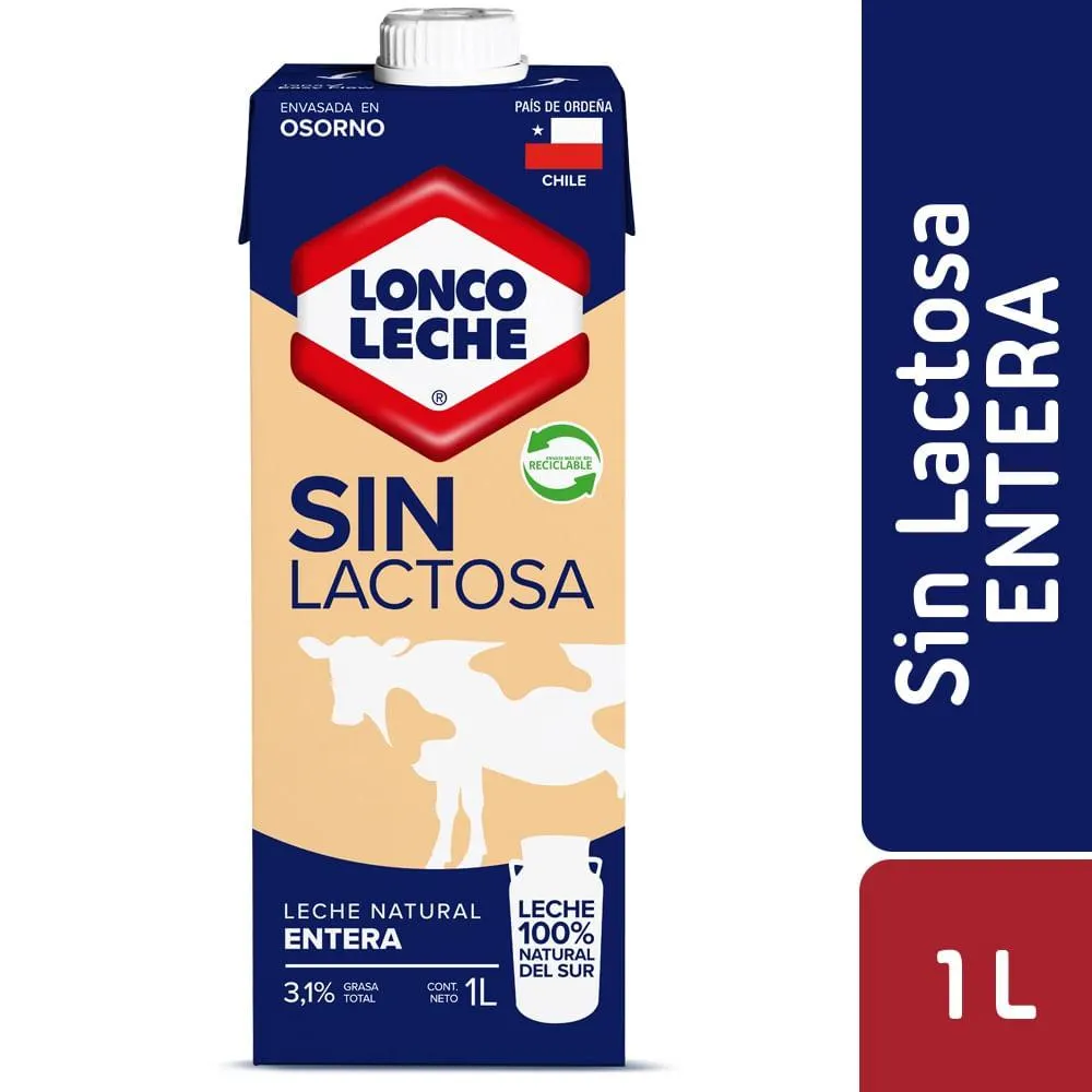Leche entera sin lactosa con...