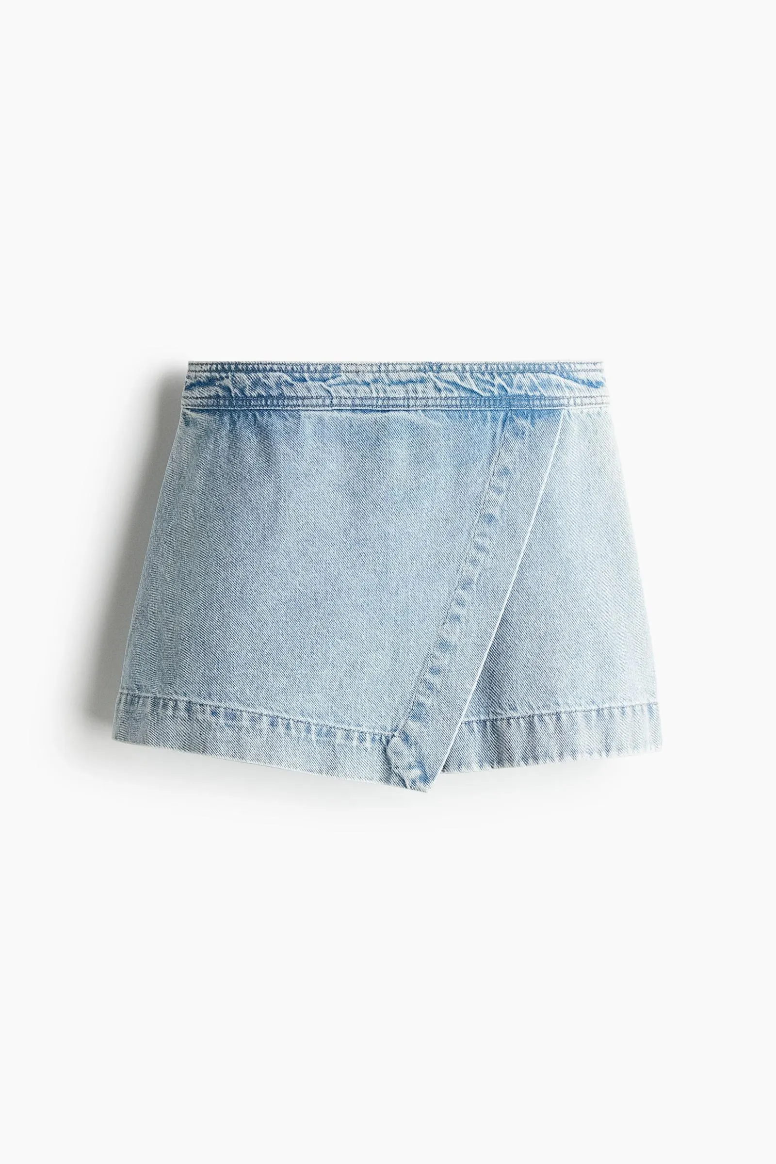 Falda pantalón cruzada en denim