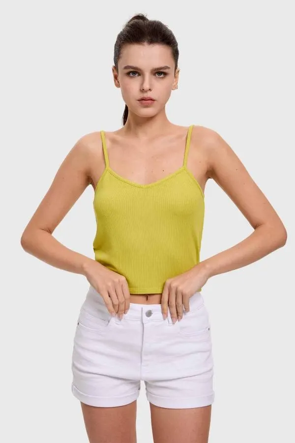 Polera mujer pabilo crop verde pistacho
