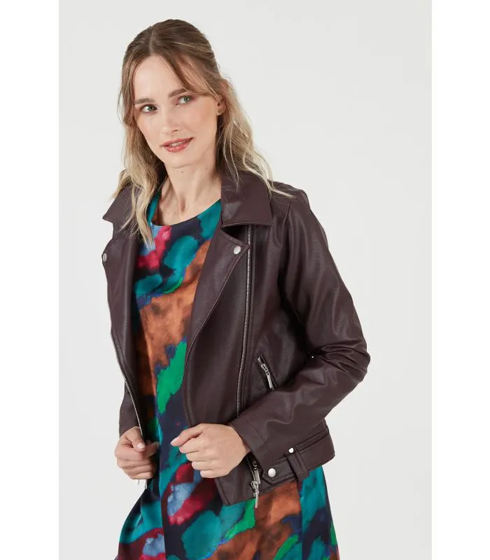 Chaqueta de ecocuero burdeo