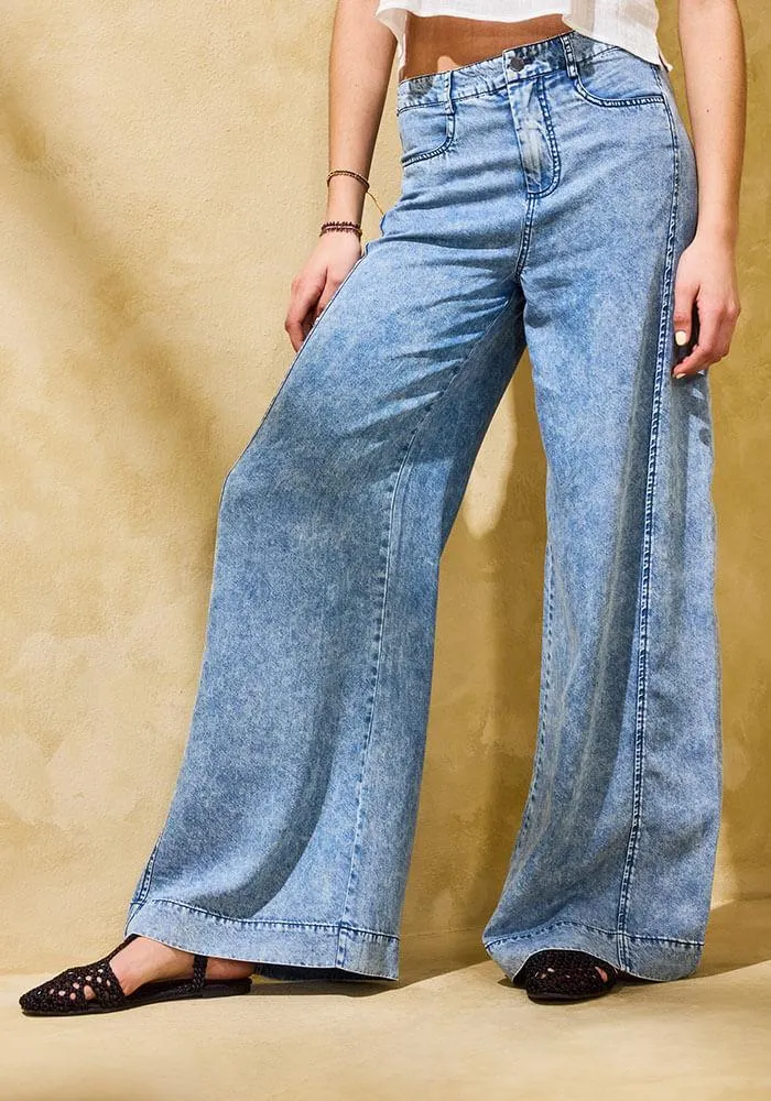 Pantalón con cortes en costados Azul 42