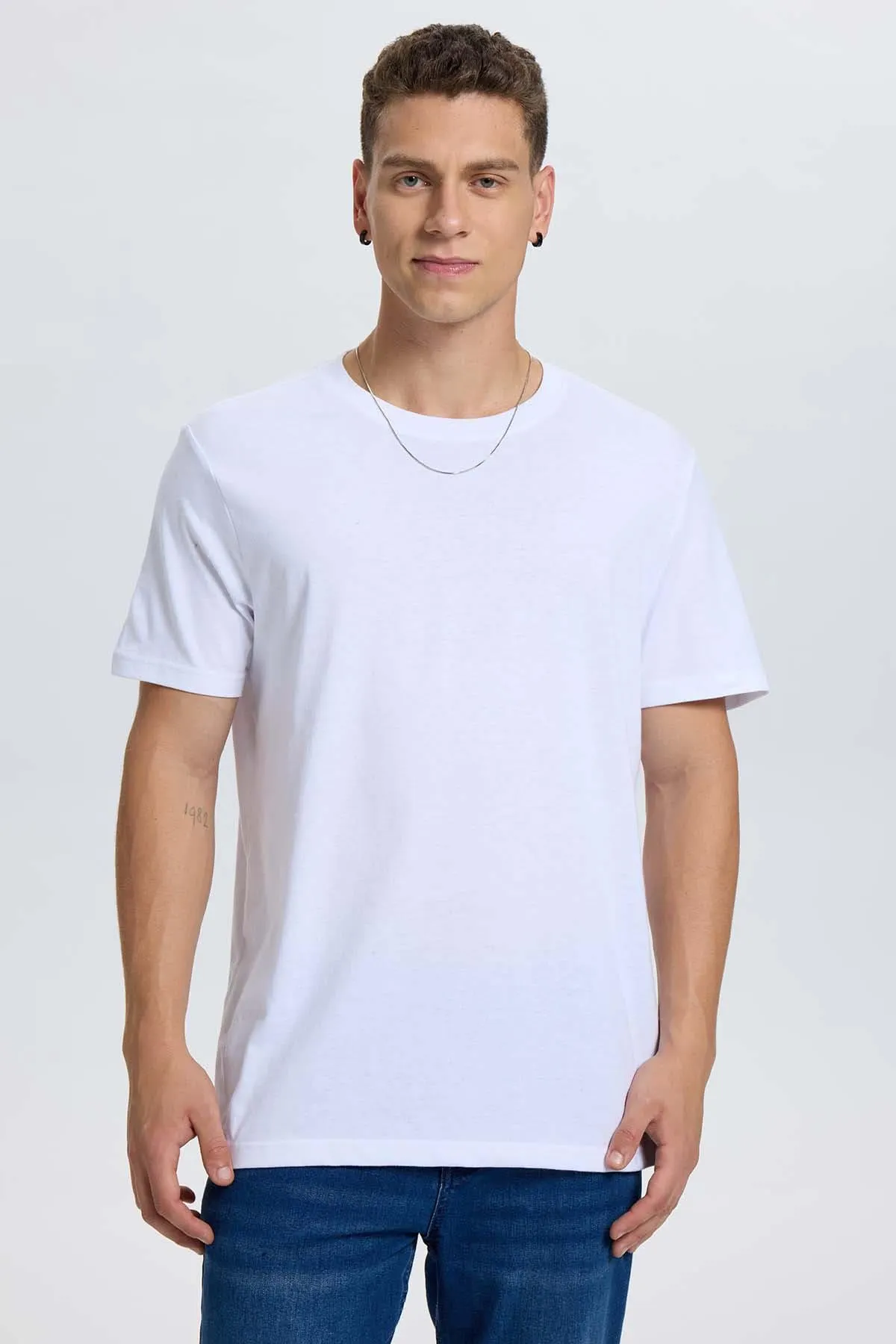 Polera Hombre Regular Fit Básica Blanco