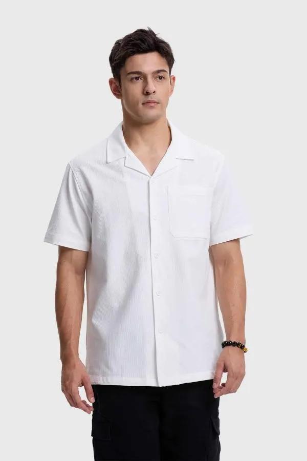 Camisa hombre textura guayabera blanco