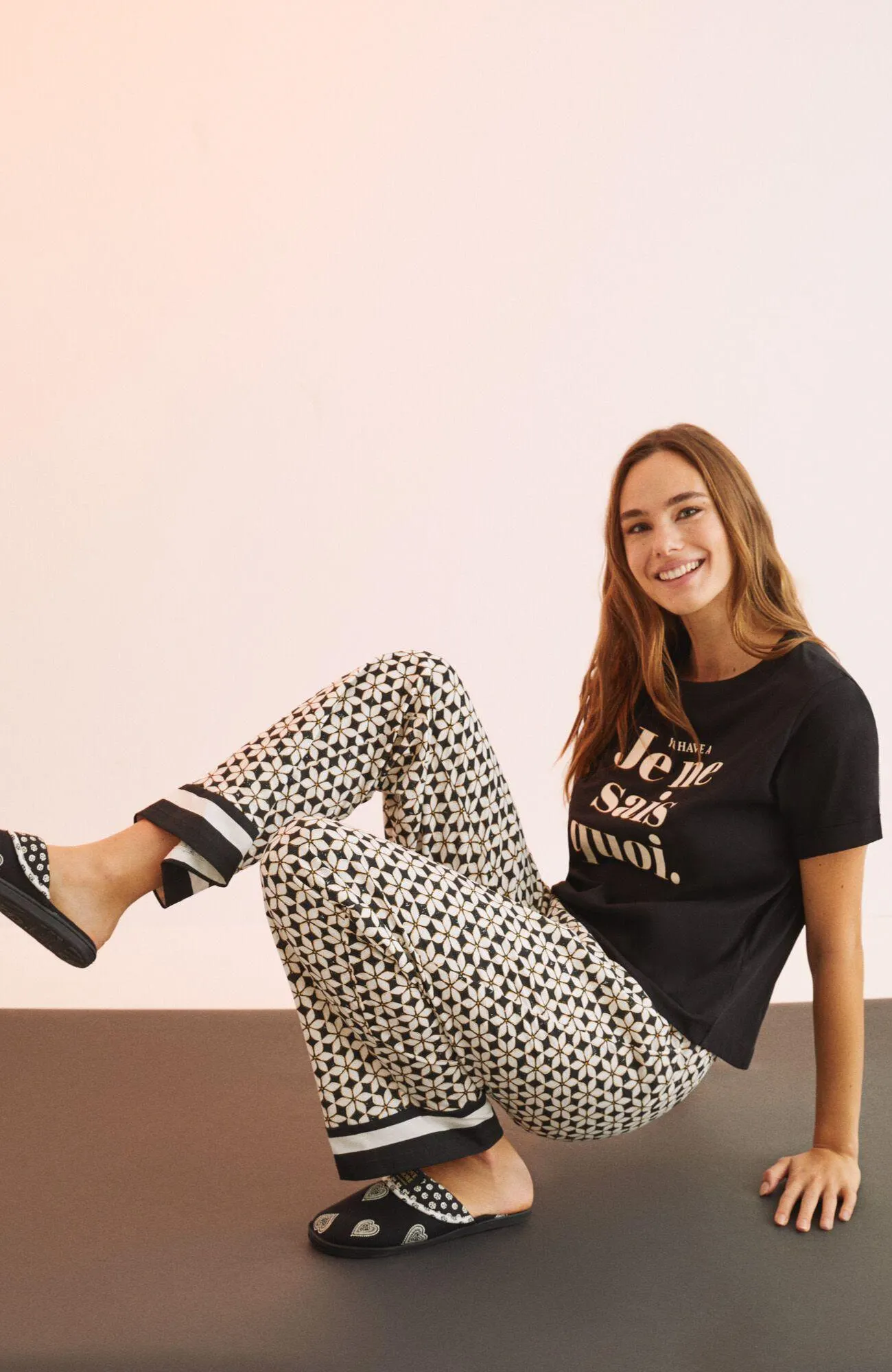 Pantalón Women'Secret Black Love Estampado flores