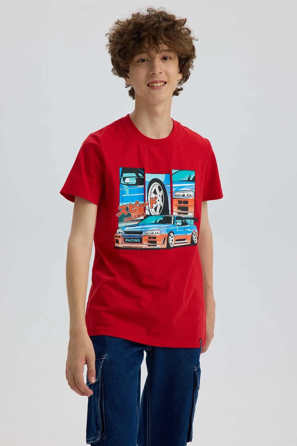 Polera Niño Básica Estampada Rojo