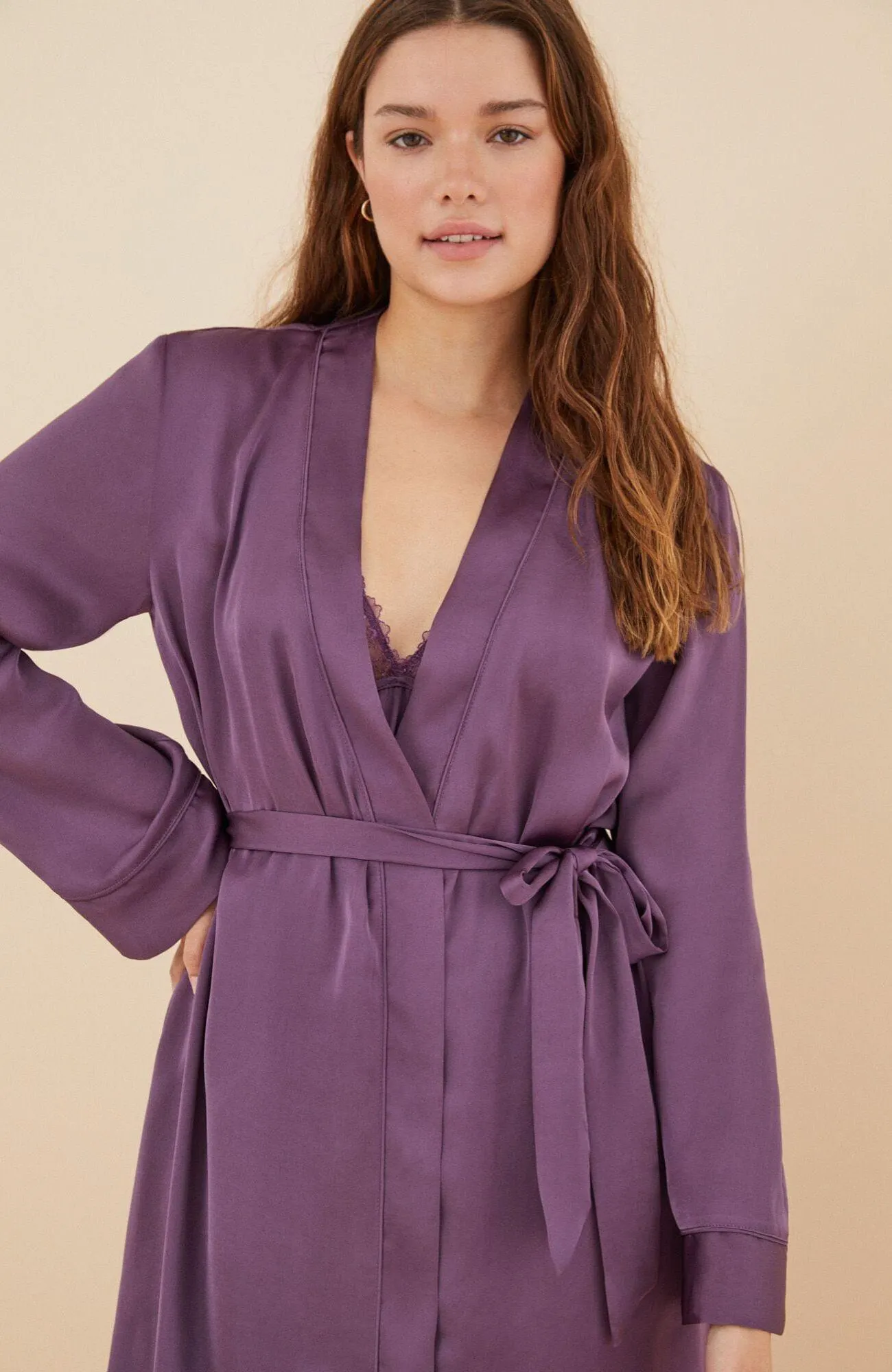 Bata Larga Satén Morada Morado Women'Secret Sense