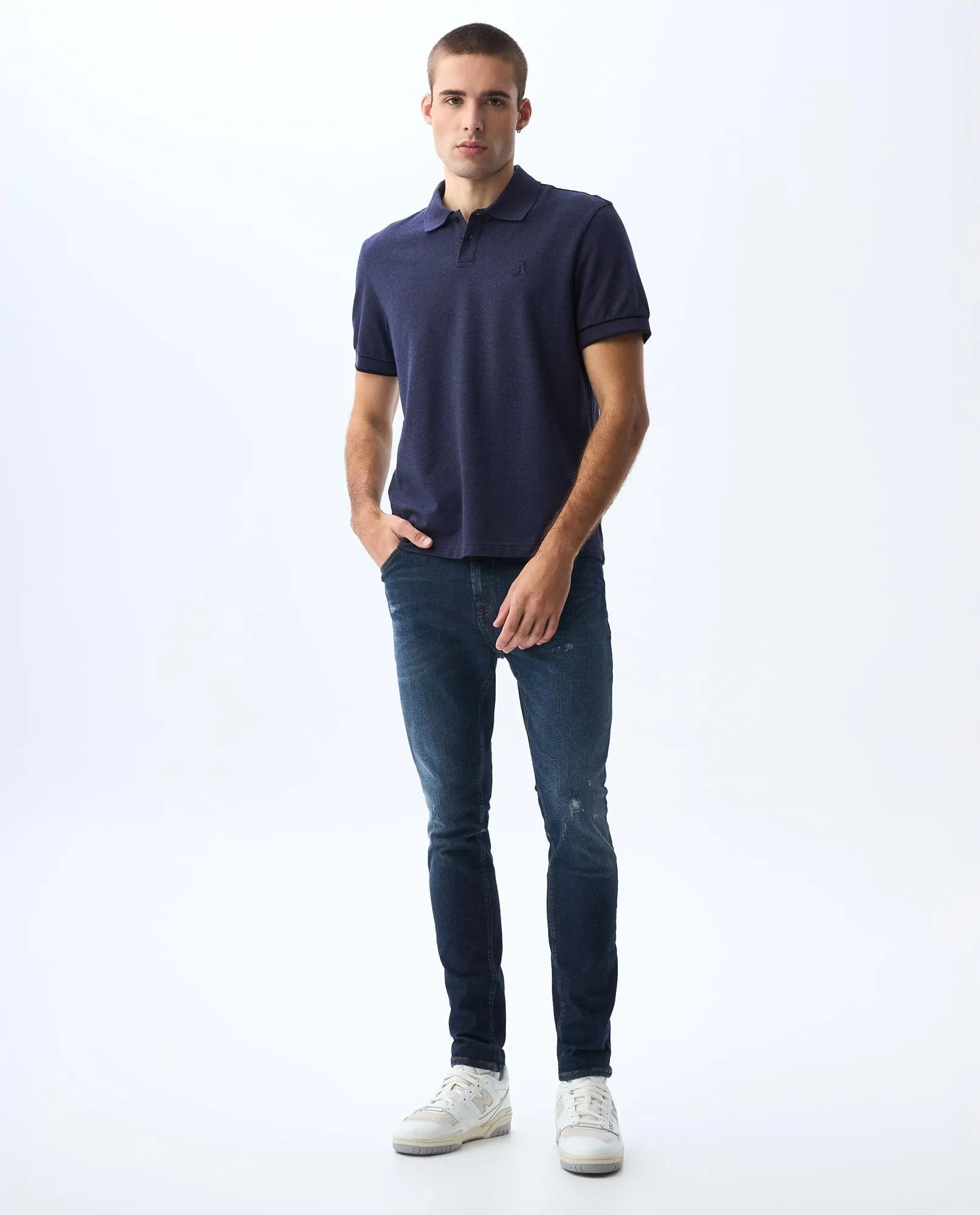 Polo de tela con efecto para hombre