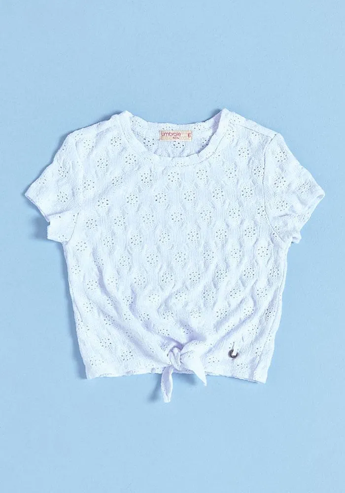 Polera Polera Efecto Broderie Con Nudo