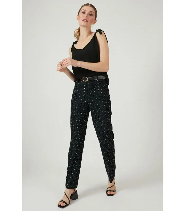 Pantalon regular negro estampado