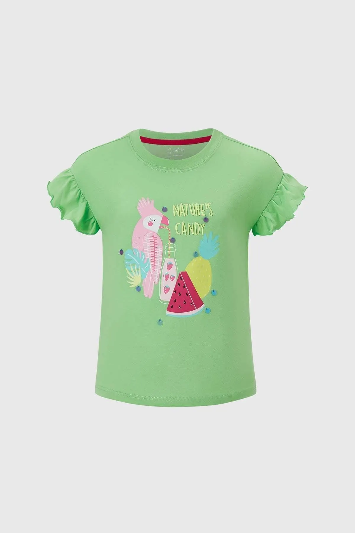 Polera Niña Con Lentejuelas Verde