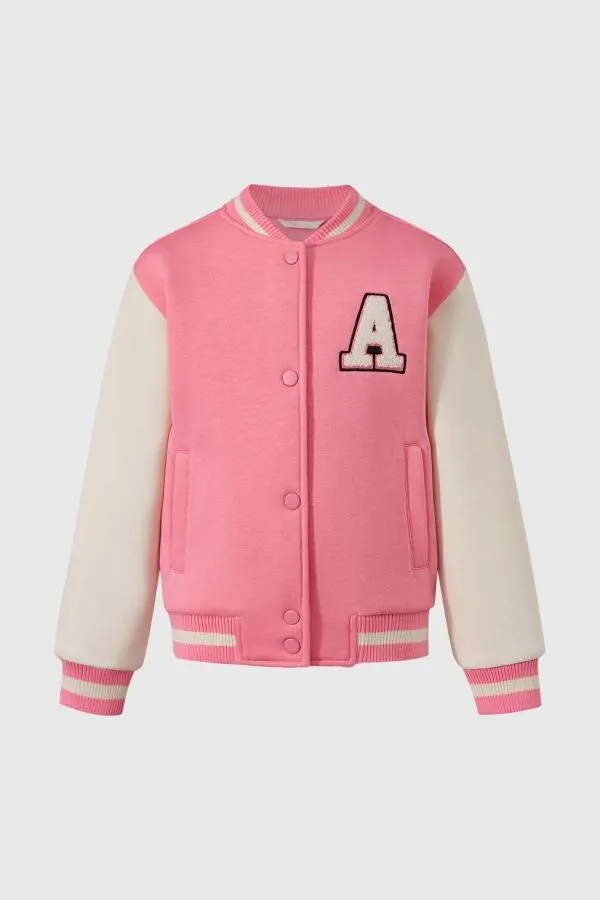 Chaqueta niÑa college rosado